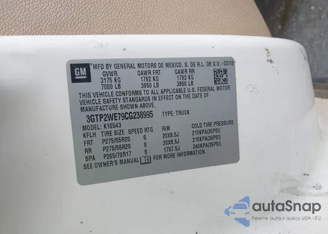 2012 GMC Sierra 1500 Slt from USA, damaged, VIN 3GTP2WE79CG238995